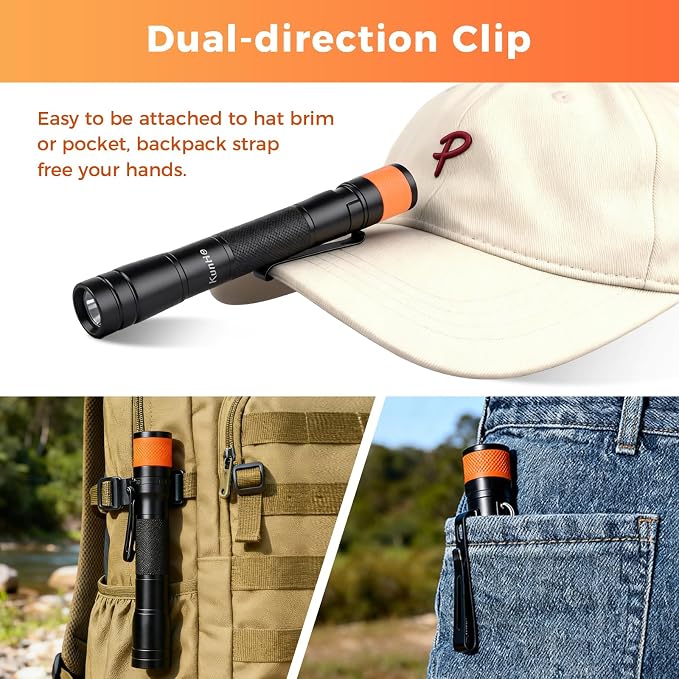 KunHe 180 Lumen LED Portable Rechargeable Pen Flashlight 5-Pack Waterproof Pocket Flash Light Single Mode Easy to Use with Clip Suitable for Inspection Camping and Daily Use