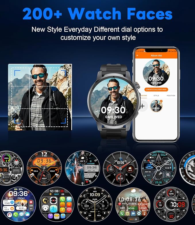Military Smart Watch for Men Answer/Make Call, 1.85'' HD Rugged Smartwatch with 1000mAh Battery/Flashlight/Heart Rate/110+ Sports Mode, IP68 Waterproof Fitness Tracker Watch for Android iPhone