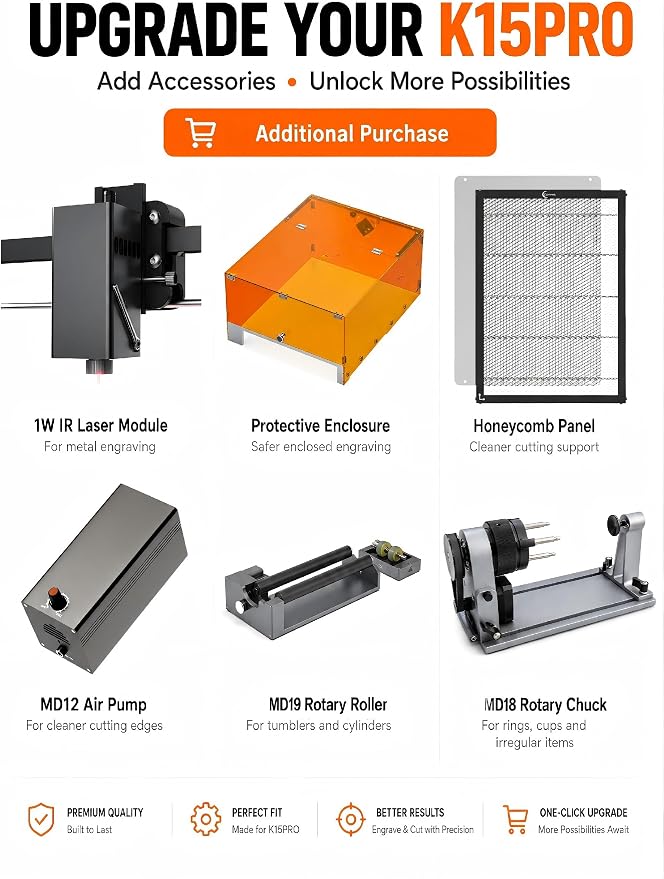 K15 Pro Laser Engraver 10W-Laser Engraving Machine for Coated Metal Wood Acrylic Glass Stone, 7.9"x11.8" (Near A4) Work Area Offline Engraving CNC DIY Lazer Cutter for Home & Crafting