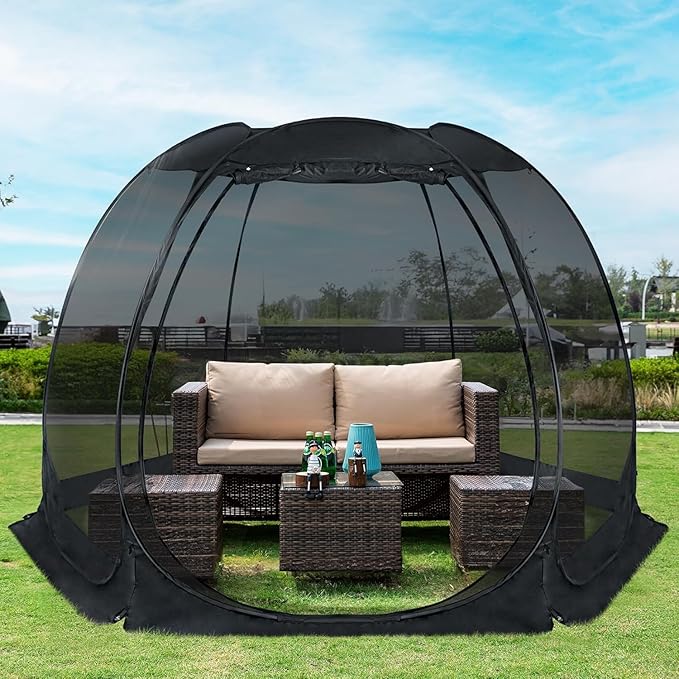 Alvantor Pop Up Screen House Tent, Instant Outdoor Gazebo with Mosquito Netting & UPF 50+ Sun Protection, Portable Canopy Shelter for Patio, Backyard, Camping (2-10 Person)