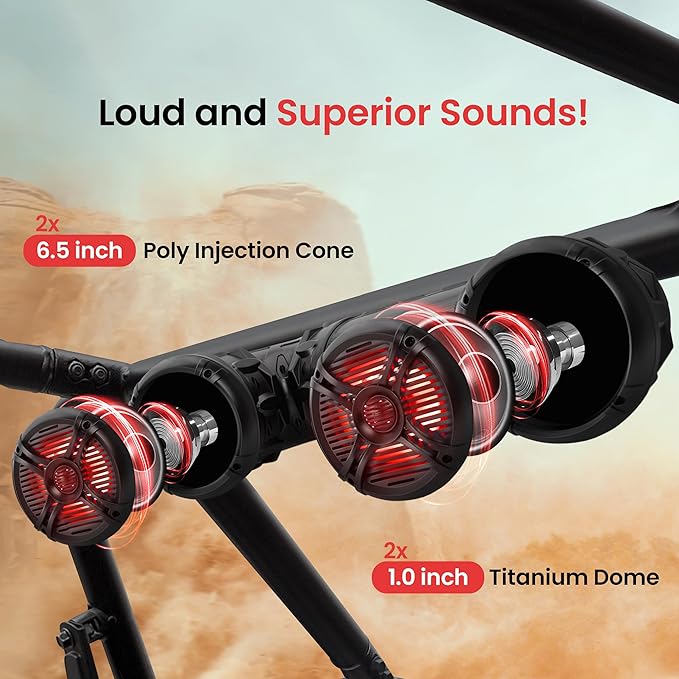 Pyle Bluetooth Speakers 800 Watt 6.5 Inch Amplified Sound System with Multi-Color LED Lights, Waterproof Marine Bluetooth Wireless Speakers with Weatherproof Design, Ideal for Outdoor and Vehicle Use