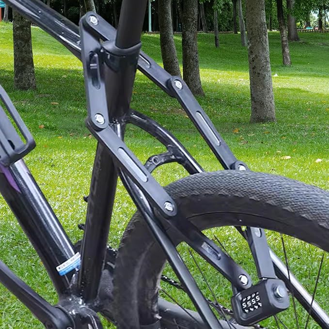 35 Inch Folding Bike Lock with Mount Bracket Kit, 4-Digit Combination for Bicycles, E-Bikes, Heavy Duty Anti-Theft, Anti-Cut, Anti-Pry Bicycle Lock