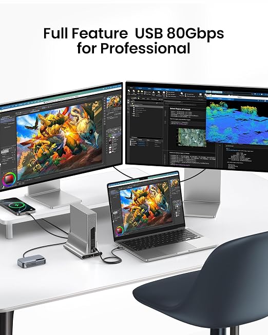 Silkland 80Gbps USB 4 for Thunderbolt 5 Cable 10FT/3M, 120Gbps Bandwidth for 16K/Dual 8K, 240W Fast Charging, USB C Monitor Cable Compatible for Thunderbolt 4/5/3, iPhone 17/16, MacBook M4 Pro,Monitor