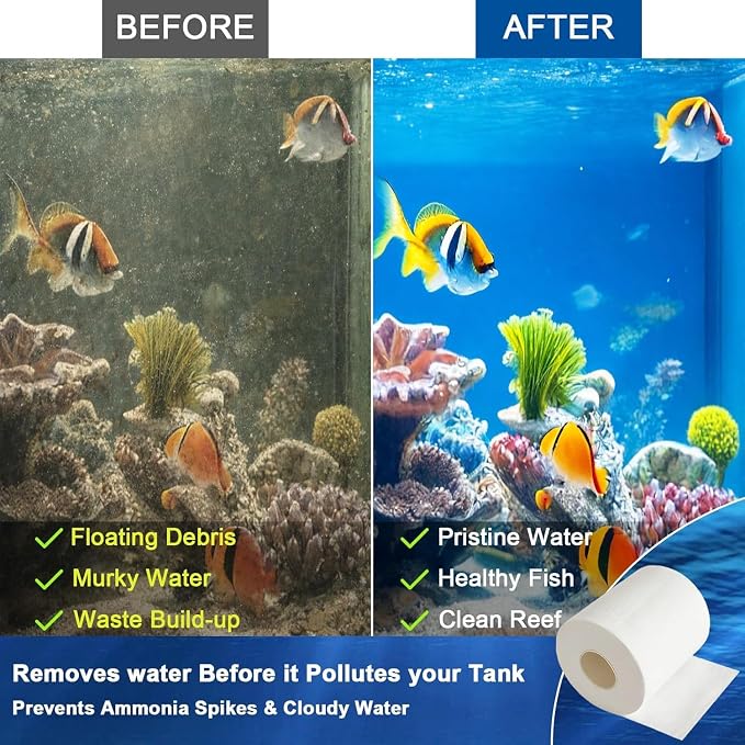Podoy Replacement Fleece Roll Compatible with Red Reef 500, Aquarium Automatic Filter Media Roll for Saltwater & Reef Tanks, High-Density Mechanical Filtration, 3 Pack