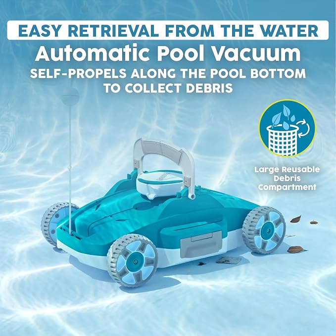 Bestway AquaTronix G200 Automatic Robotic Pool Cleaner, Cordless Pool Vacuum Robot, Ideal for Flat-Bottom Inground and Above Ground Swimming Pools, 90-Min Runtime, Cleans Pool Floor