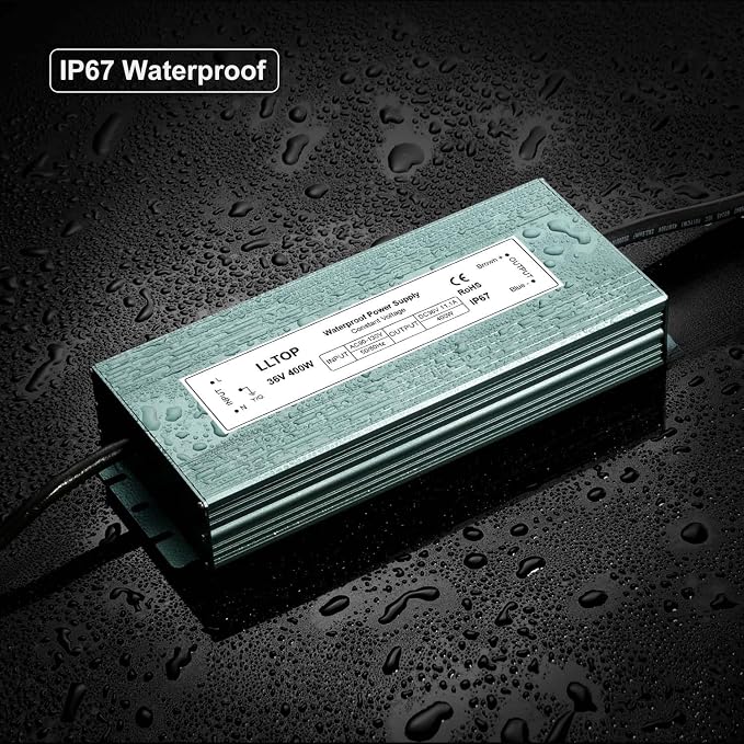 LLTOP 36v DC Power Supply 400w 11.1A Waterproof AC110v/120v to 36vdc Converter Constant Voltage Outdoor Transformer for Pump Humidifier LED Lights