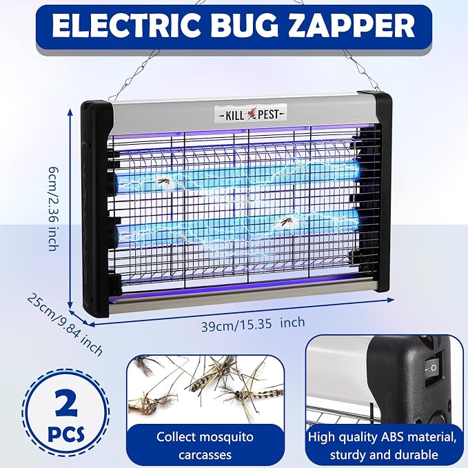 Qualirey Electric Bug Zapper Summer Indoor Electric Bug Zapper 6w Purple UV Light, 2 LED Bulbs Enhanced Dual-Band Attraction & Energy Saving, Fruit Flies Mosquito Insect Killer for Outdoor(2 Pcs)