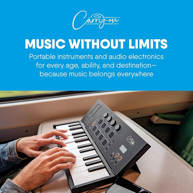 Carry-on Folding MIDI Controller 25 - MIDI over Bluetooth &USB Ultra-Portable Keyboard Controller - Built-In Battery for Professional Music Production - Compatible with Mac, PC, iOS