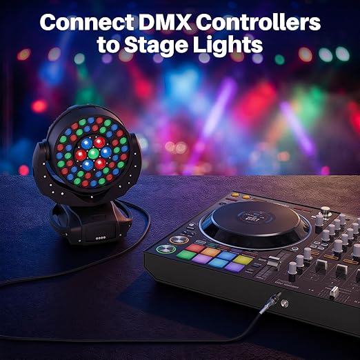 2-Pack DMX Stage Lighting Cable 6FT, 3 Pin XLR Male to Female Cable, Compatible with XLR Microphone Audio Connection, for DJ Moving Head Par Light Mic Mixer, Podcast, 22AWG OFC, 110 Ohms Impedance