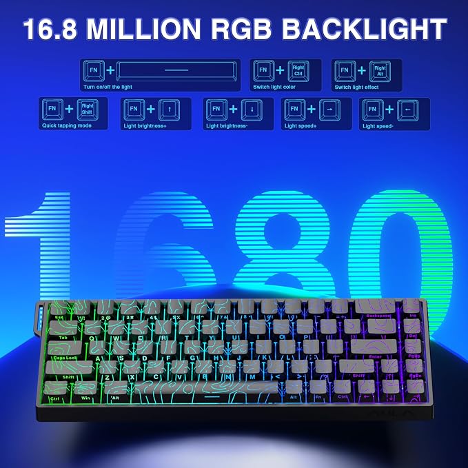 AULA WIN68 HE Mechanical Gaming Keyboard 60%, Hall Effect Magnetic Switch, Fast Trigger Mode Adjustable Actuation, 8000Hz Polling Rate, RGB Backlit, Small Wired Keyboard for Laptop/PC Gamer