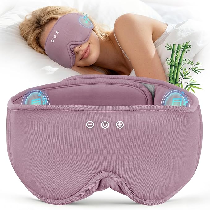 MUSICOZY Bluetooth Sleep Headphones, Wireless Sleep Mask with Bluetooth 5.4, Ultra-Thin Stereo Speakers, 14H Playtime, Comfortable Eye Mask for Side Sleepers, Travel & Relaxation Gifts for Men Women