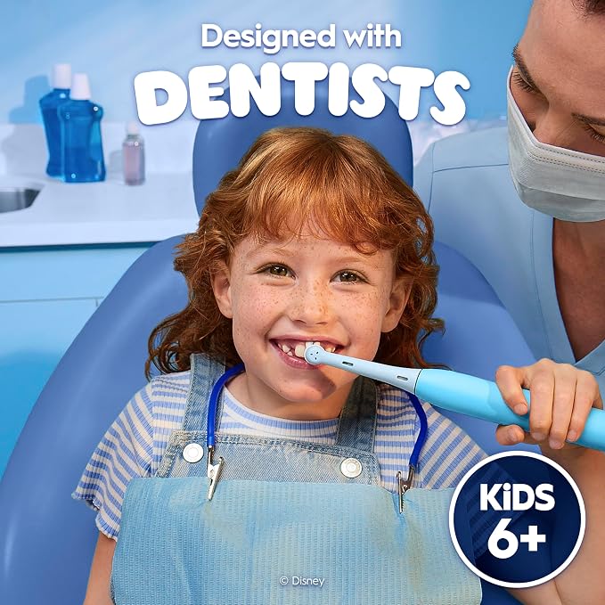 Oral-B iO Kids Limited Rechargeable Electric Powered Toothbrush, Stitch - Automatic Pressure Sensor - 3 Cleaning Settings - Music Timer - 28 Day Battery Life - Travel Case