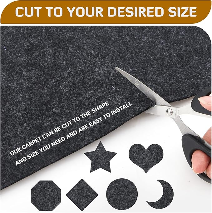 Nuanchu 22 Sq ft 16 x 195 in Gray Underfelt Carpet with Adhesive Back for Speaker Sub Box, Underfelt Carpet for RV, Boat, Marine, Auto, Truck, Car Trunk, Door Liner, Desk