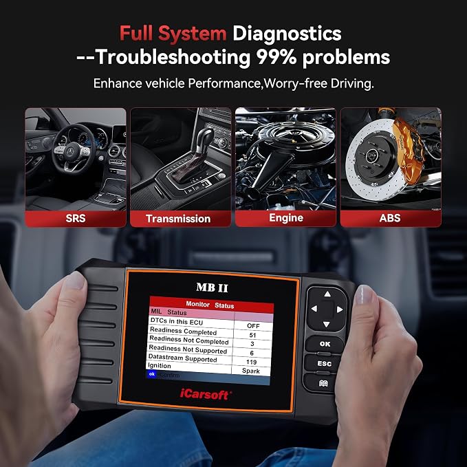 OBD2 Scanner Diagnostic Tool for Most Porsche from 1996-2019, iCarsoft POR II Car Code Reader, Full System Diagnosis Car Scan Tool with Oil Reset/EPB/DP/ETC/SAS, Live Data Graph-Free Update/Repair