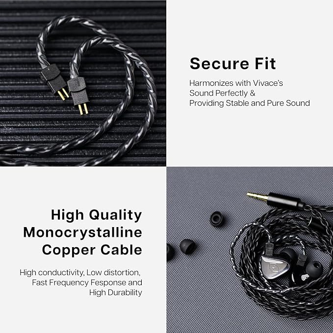 Linsoul Tripowin x 0DiBi: Vivace in Ear Monitor, 10mm Titanium Diaphragm Dynamic Driver IEM, HiFi Wired Earbuds Earphone, Gaming Earbuds with 2Pin Detachable Cable for Musicians Audio Enthusiasts