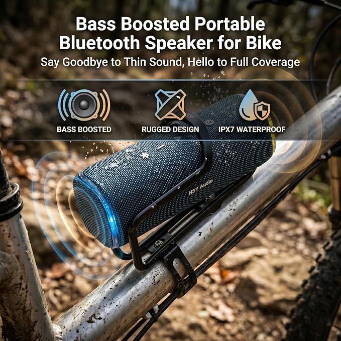 40W Bluetooth Shower Speaker, IPX7 Waterproof Pool Speaker | Interactive Tap-to-Play Drum Beats, 25H Playtime, LED Lights, Built-in Mic for Hands-Free Calls in Bathroom, Blue
