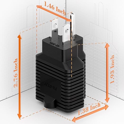 [10Pack] 4-in-1 15 Amp Household AC Plug to 20 Amp T-Blade Adapter,5-15P to 5-20R,5-15P to 6-15R,5-15P to 6-20R, 4 in 1 AC Power Adapter,15A 125V to 20A 250V Adapter,15A to Double T-Blade Adapter.