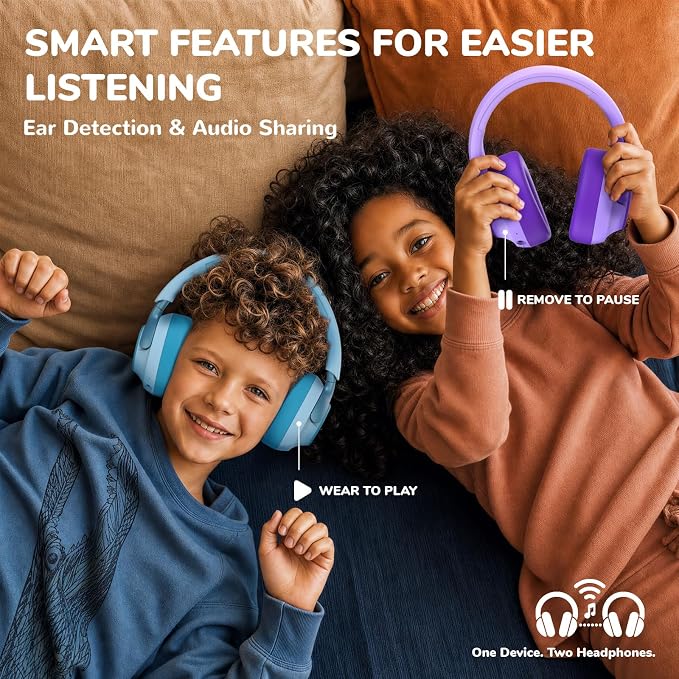 iClever Q950 Hearing Care Certified Noise Cancelling Headphones for Kids | SafeSound Tech 3.0, TÜV Certified, Sensory Inclusive for Autism, Red Dot Award Winner, 60H Playtime, Storage Case for Travel
