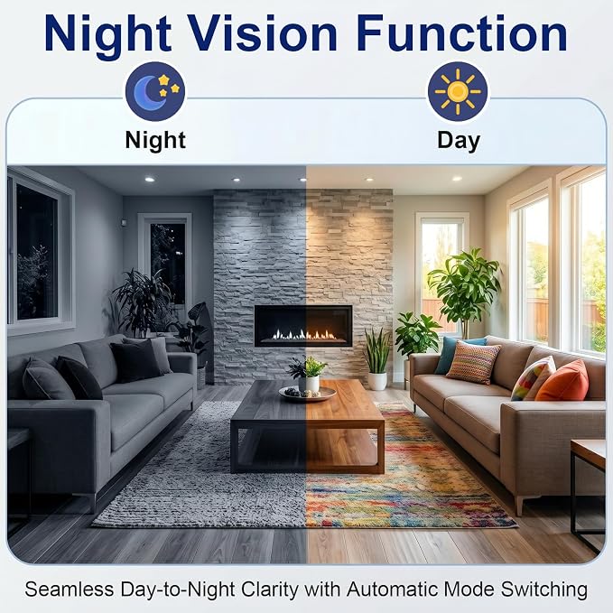 Hidden Spy Smoke Detector Camera, Indoor Wireless Nanny Cam | Hd 1080p, Motion Detection, Loop Recording, Wifi Connectionl, Night vision function, Visible Ceiling Mount For Home/Office