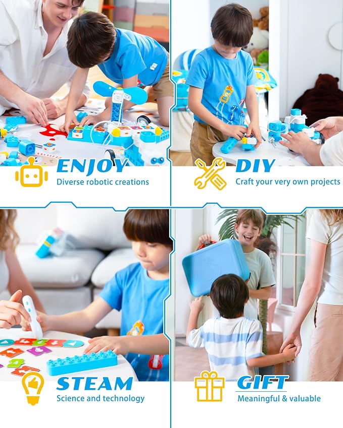 WhalesBot B3 Pro 24-in-1 Coding Robot Kit, Educational STEM Toy, Advanced Smart Programming for Educators, Robot Building Set with Controller&Motor&Sensors for Kids 4-6, 5-7