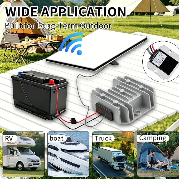 Guhiwk Starlink Mini 12V Adapter, Starlink Mini DC Step Up Converter 9V-28V to 30V 3.5A with Female Power Cord, Starlink-Mini Power Supply for RV, Truck, Marine, Camping&Off-Grid (Silver)