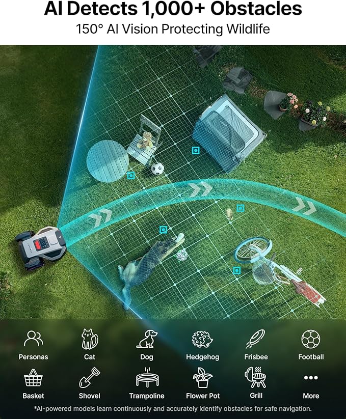 ANTHBOT M5 Robot Lawn Mower 1/8 Acre, Dual Vision+Full-Band RTK Robotic Lawnmower, No Perimeter Wire, App Control Obstacle Avoidance, 45% Slope, Cutting Height, Multi-Zone Mapping