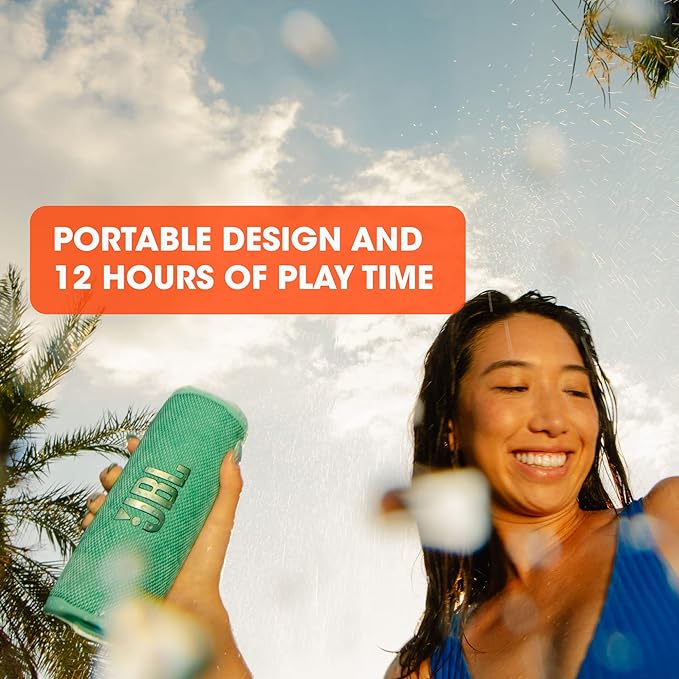 JBL Flip 6 - Portable Bluetooth Speaker, powerful sound and deep bass, IPX7 waterproof, 12 hours of playtime, JBL PartyBoost for multiple speaker pairing for home, outdoor and travel (Black)