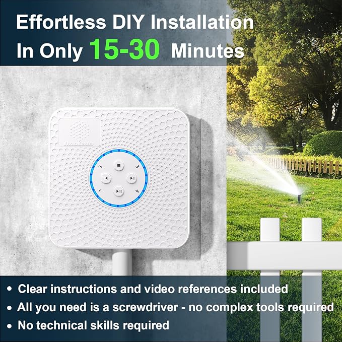 ImoLaza Indoor Smart Sprinkler Controller, ET Automatic Watering Irrigation Controller,2.4GHz WiFi, Ultra Water Saving via Rain/Wind/Freeze/Saturation Skip, App Remote Control & Fault Alerts (4-Zone)
