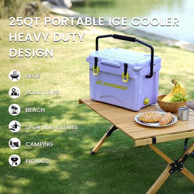 EchoSmile 12/18/25 Quart Rotomolded Cooler, Built to Stand up to The Rigors of The Journey