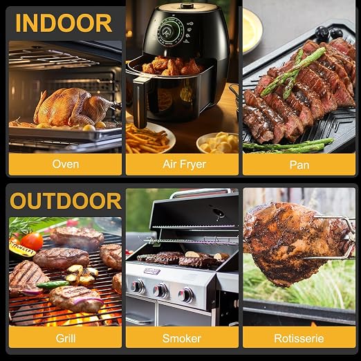 EIHO Wireless Bluetooth Meat Thermometer with 2 Ultra-Thin Probes, Smart Digital Food Thermometer 600FT Remote Range, Standalone Smart Base for Grill Smoker Roast Oven, Cooking Gifts