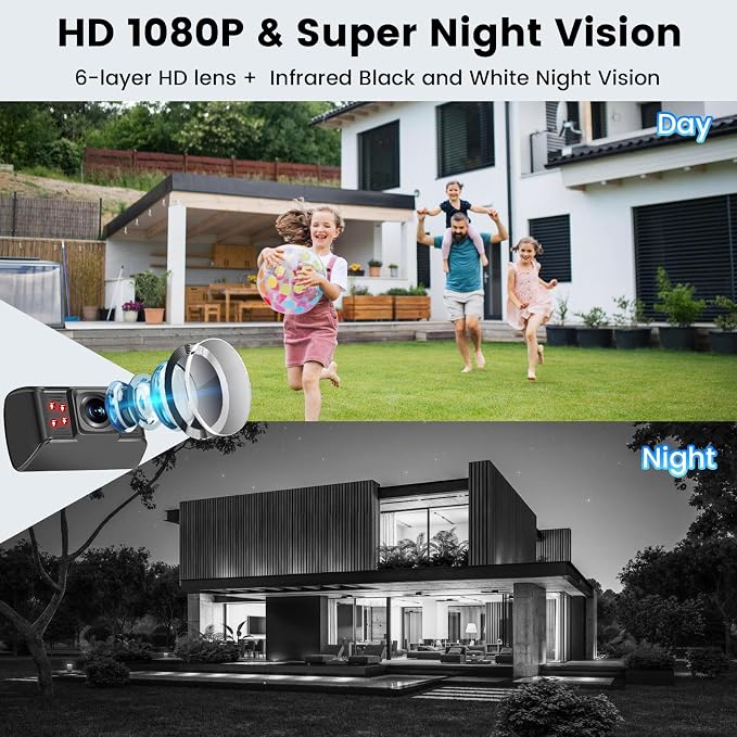 15-Min Install Wireless Backup Camera for Car with 5" HD Dual-Channel Monitor, Plug and Play Stable Signal 1080P No Drill Waterproof IR Night Vision Rear View Camera for Car, SUV, Pickup, Van