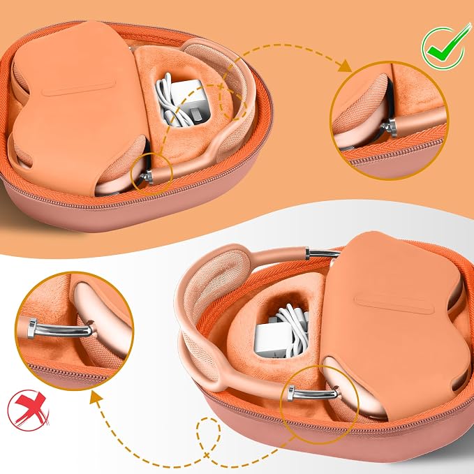 co2CREA Hard Case with Sleep Mode Replacement for Apple AirPods Max 2 / AirPods Max Wireless Over-Ear Headphones (Orange Case)