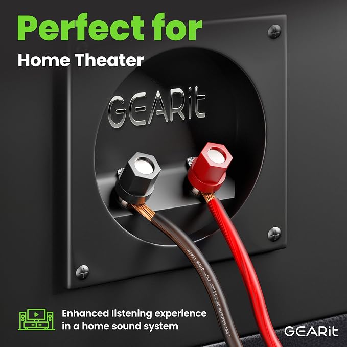 GEARit Speaker Wire 12 Gauge 100 ft,Speaker Cable with Foot Markers & Polarity Markings,12 Gauge Wire for Car Audio & Home Theater Speakers,Audio Cable for DIY Installations,CCA(Black Red)