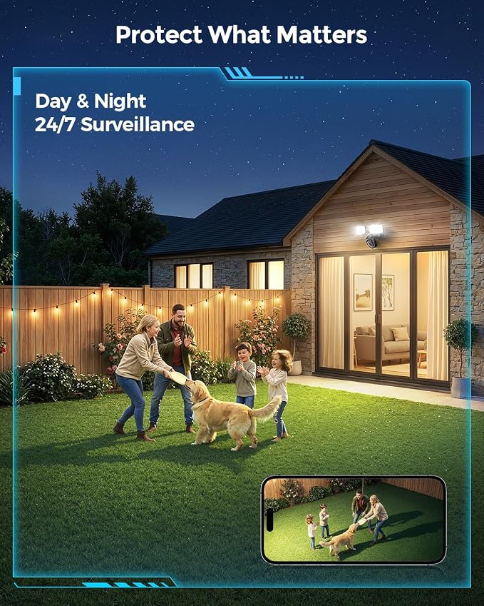 Onforu 2K Hardwired Floodlight Camera, 3500LM Motion Activated Outdoor Security Camera, 5G/2.4G WiFi Color Night Vision | 2-Way Audio | Siren | 24/7 Recording | Compatible with Alexa Brown