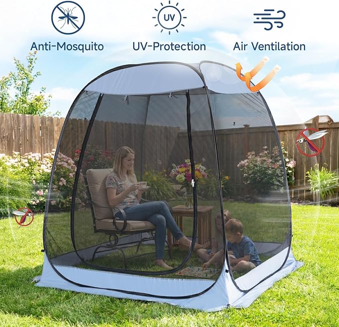 Alvantor Pop Up Screen House Tent, Instant Outdoor Gazebo with Mosquito Netting & UPF 50+ Sun Protection, Portable Canopy Shelter for Patio, Backyard, Camping (2-10 Person)