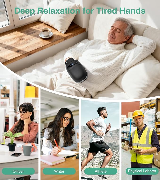 Medcursor Cordless Hand Massager, 2026 Upgraded, Hand Massager with Heat and Compression, Hand Warmer with Acupressure Beads, 6 Massage Modes, 2 Heat Levels, 3 Timers