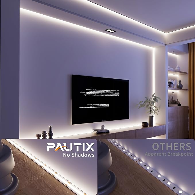 PAUTIX COB LED Strip Light White 5000K 20ft/6.1m,3087LEDs Super Bright 6000 Lumen,Dimmable 24V LED Tape Light with 3M Tape,RF Remote with Timer Function,48W Power Supply,for Bedroom,Home,Kitchen DIY