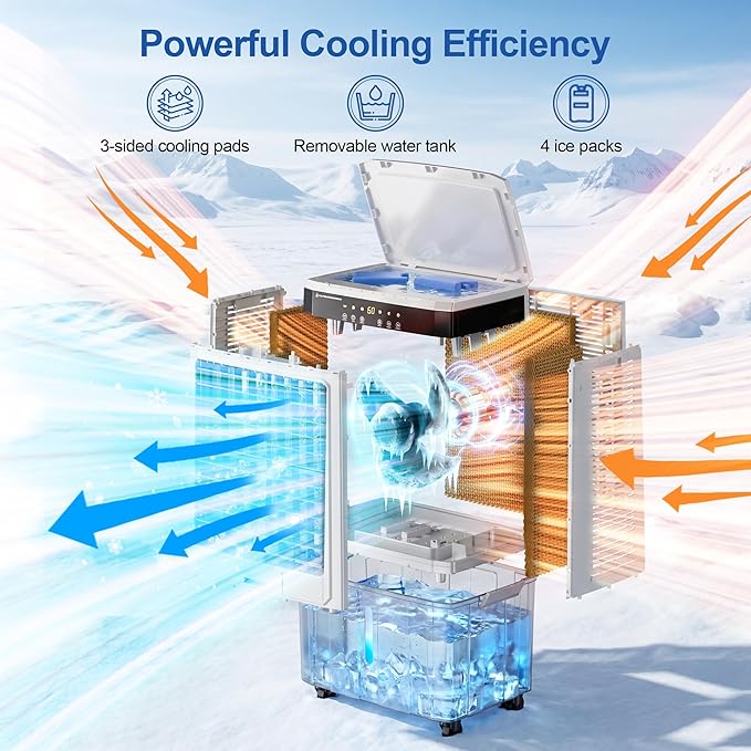 Uthfy 2800 CFM Swamp Cooler, 37" Evaporative Air Cooler with 9.5 Gal Detachable Water Tank, 120° Oscillation, Remote & 12H Timer, Portbable Air Conditioners for Indoor, Garage, Patio