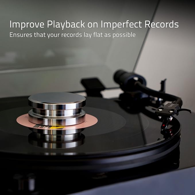 Fluance HiFi Vinyl Record Weight Stabilizer High Mass 760 gram Steel LP Disc Turntable Accessory with Protective Velvet Pad for Vibration Damping (RW02)