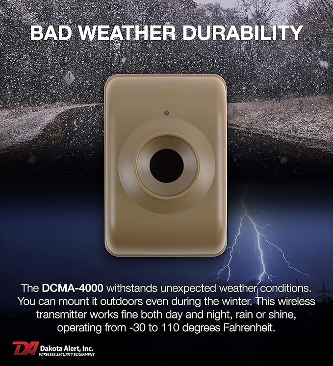 Dakota Alert Long Range Wireless Driveway Motion Detector - DCMA-4000 One Mile Alarm System - Passive Infrared Driveway Alarm Transmitter & Receiver - Outdoor Motion Sensor & Alarms