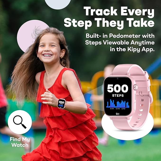 Kipywatch Smart Watch for Kids - Kids Watch with GPS Tracker, Safe Zones Alert – Camera, Voice & Video Call, School Mode – Parental App, Subscription Required - Extra White Strap - Gifts for Girl 3-12