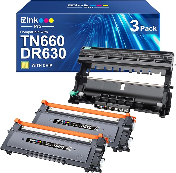 TN660 Toner Cartridges & DR630 Drum Unit Replacement for Brother TN660 TN-660 TN630 DR630 High Yield to use with HL-L2300D HL-L2360DW DCP-L2520DW MFC-L2700DW MFC-L2740DW (Black, 3 Pack)