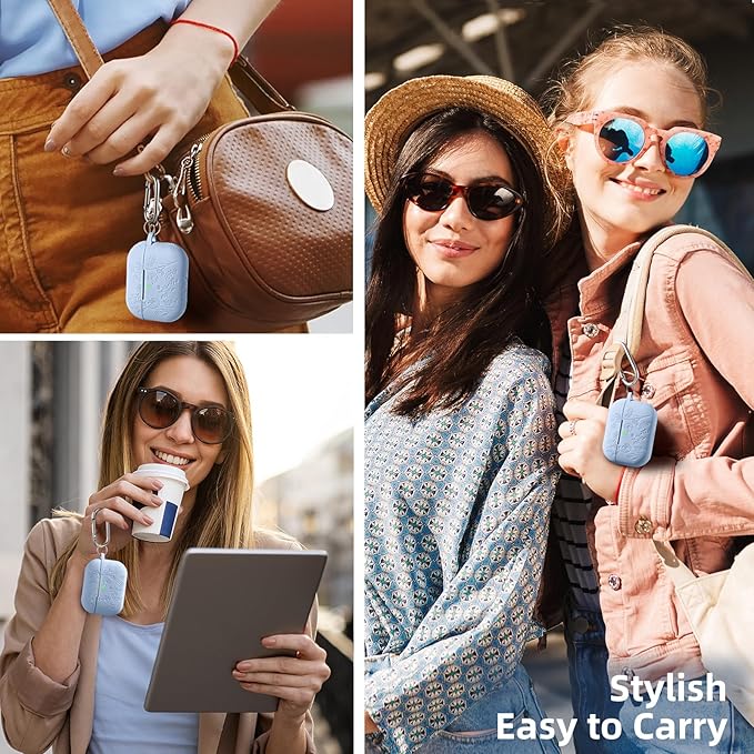 Lerobo for AirPods Pro 3 Case 2025 with Cleaner Kit, Flower Engraved Silicone Cover Compatible with Apple AirPods Pro 3rd Generation Case for Women with Keychain,Full Body Protection,Led Visible,Lilac