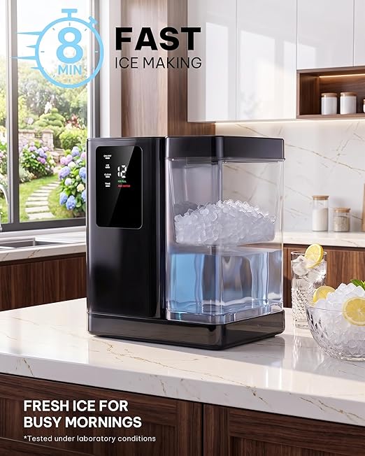 Silonn Countertop Nugget Ice Maker, 40 Lbs Daily Ice Production with 3L Removable Water Tank, Self-Cleaning Pebble Ice Machine, 12H Timer, Quiet 40 dB Operation for Home, Office & Parties
