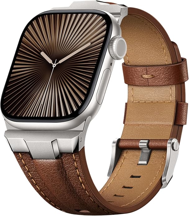 Suitisbest Leather Band Compatible for Apple Watch Ultra Band 49mm 46mm 45mm 44mm 42mm 41mm 40mm, Genuine Leather Replacement Strap for iWatch series 11 10 9 8 7 6 5 4 3 2 1, SE 3 2 1, Ultra 3 2 1