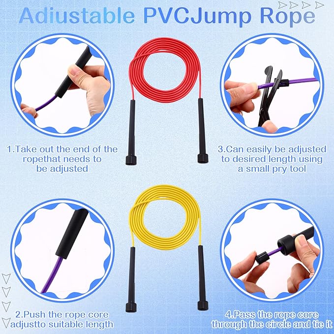 Silipull 72/144 Pcs PVC Jump Ropes Bulk Fitness 9.2 ft Adjustable Skipping Rope Versatile Speed Rope with Plastic Handles for Women Men Endurance Training Cardio Exercise Workout Outdoor