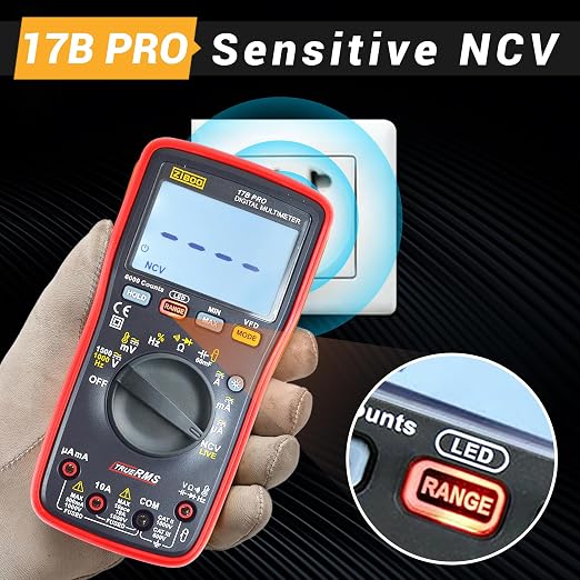 ZIBOO 17B PRO True RMS Digital Multimeter Measures AC/DC Voltage and Current Measurements up to 1000V and 10A (Optional AC Pliers)