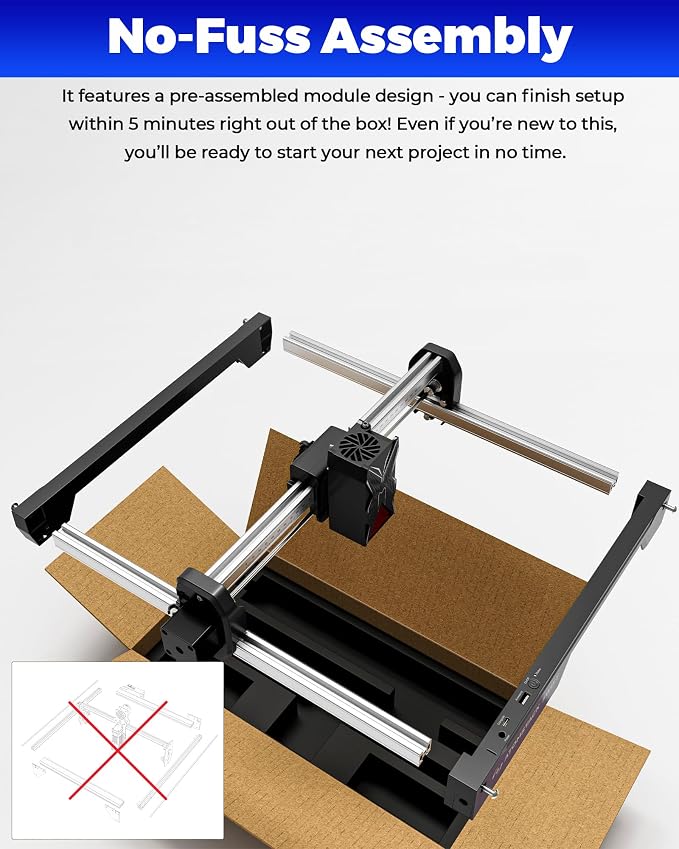 ATOMSTACK Swift Laser Engraver for Beginners, 7000mW Output Laser Cutter, Laser Class 4, 300×300mm Working Area, 0.08mm Accuacy Engraving Machine for Wood, Leather, Coated Metal, Acrylic (Swift 7W)