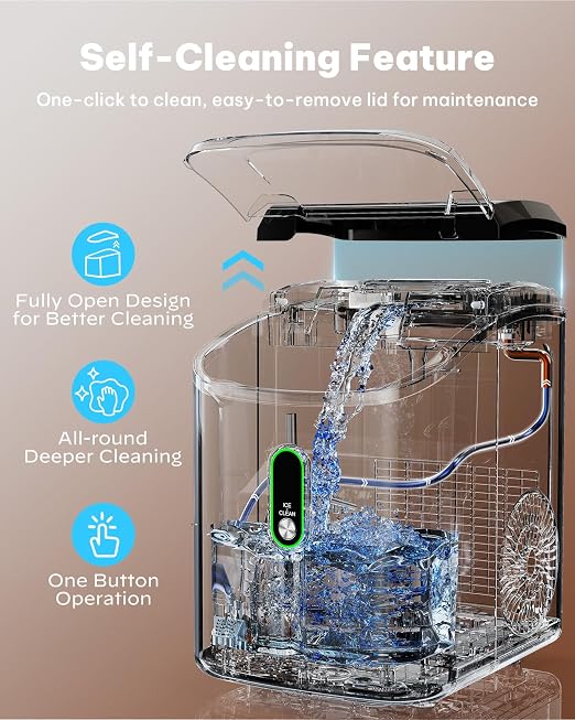 Silonn Nugget Ice Maker Countertop, Pellet Ice Machine with Self-Cleaning Function, Sonic Ice Maker Produces 36lbs of Chewable Ice in 24 Hours, Ideal for Home Kitchen and Office (Stainless Steel)