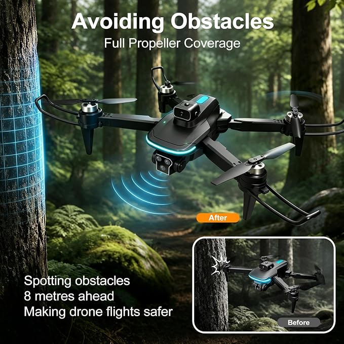 Ourlife Mini Drone with Camera 4K for Adults, RC Foldable FPV WiFi Live Transmission Drones for Children Beginners,36-Min Flight Time,Headless Mode, Trajectory Flight, Obstacle Avoidance, One Key Start/Landing(3 Batteries)